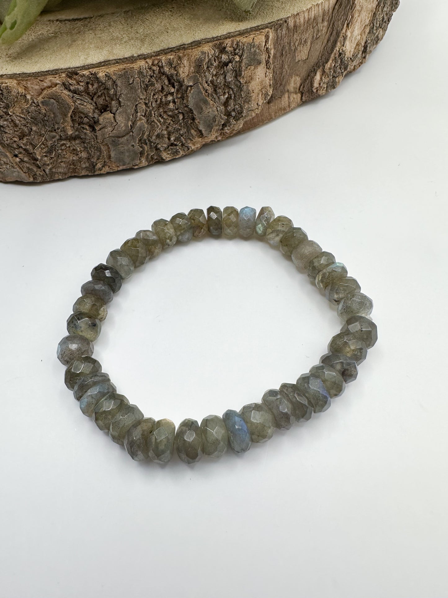Pulsera de labradorita facetada