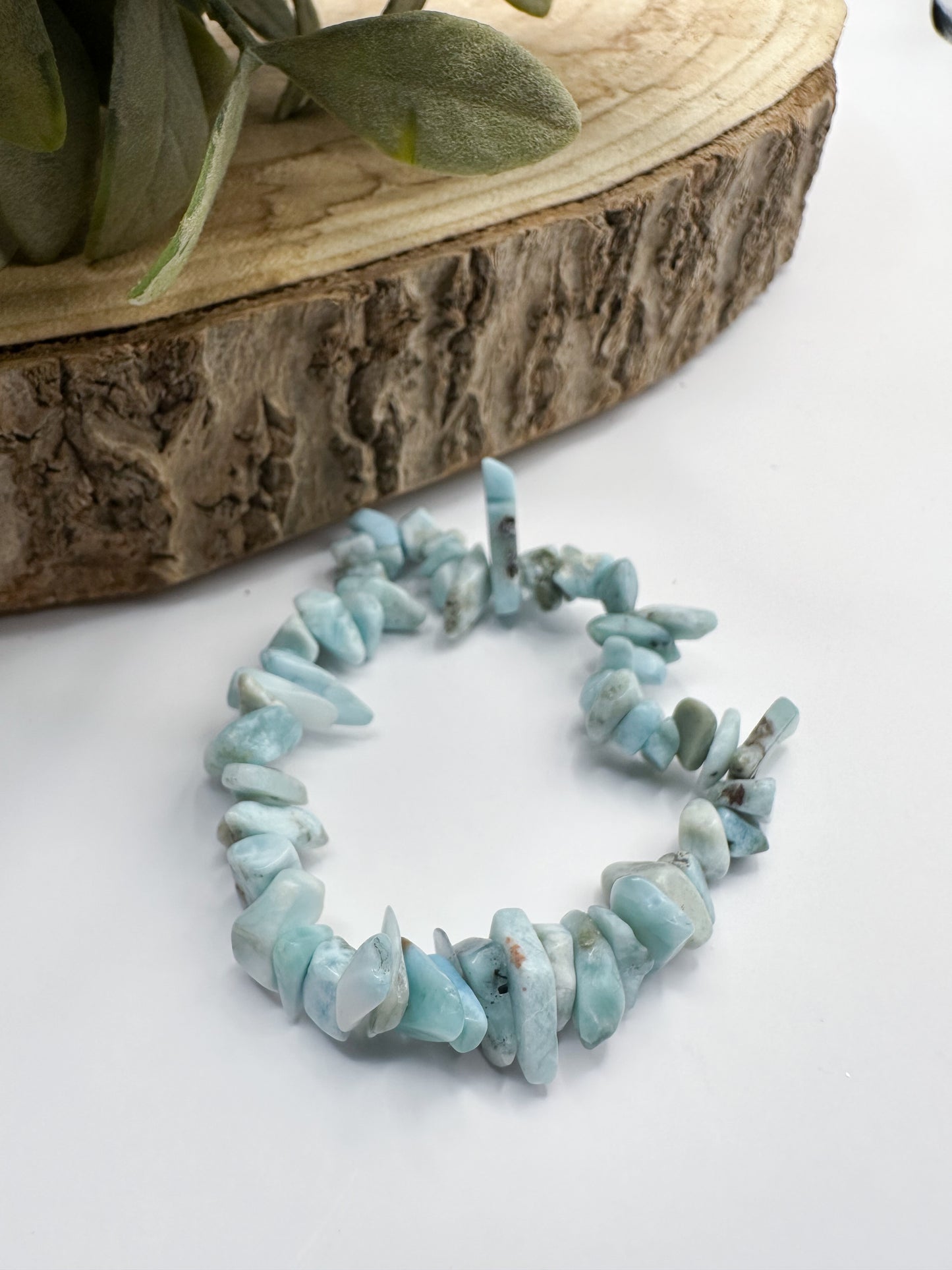 Pulsera elástica chips Larimar